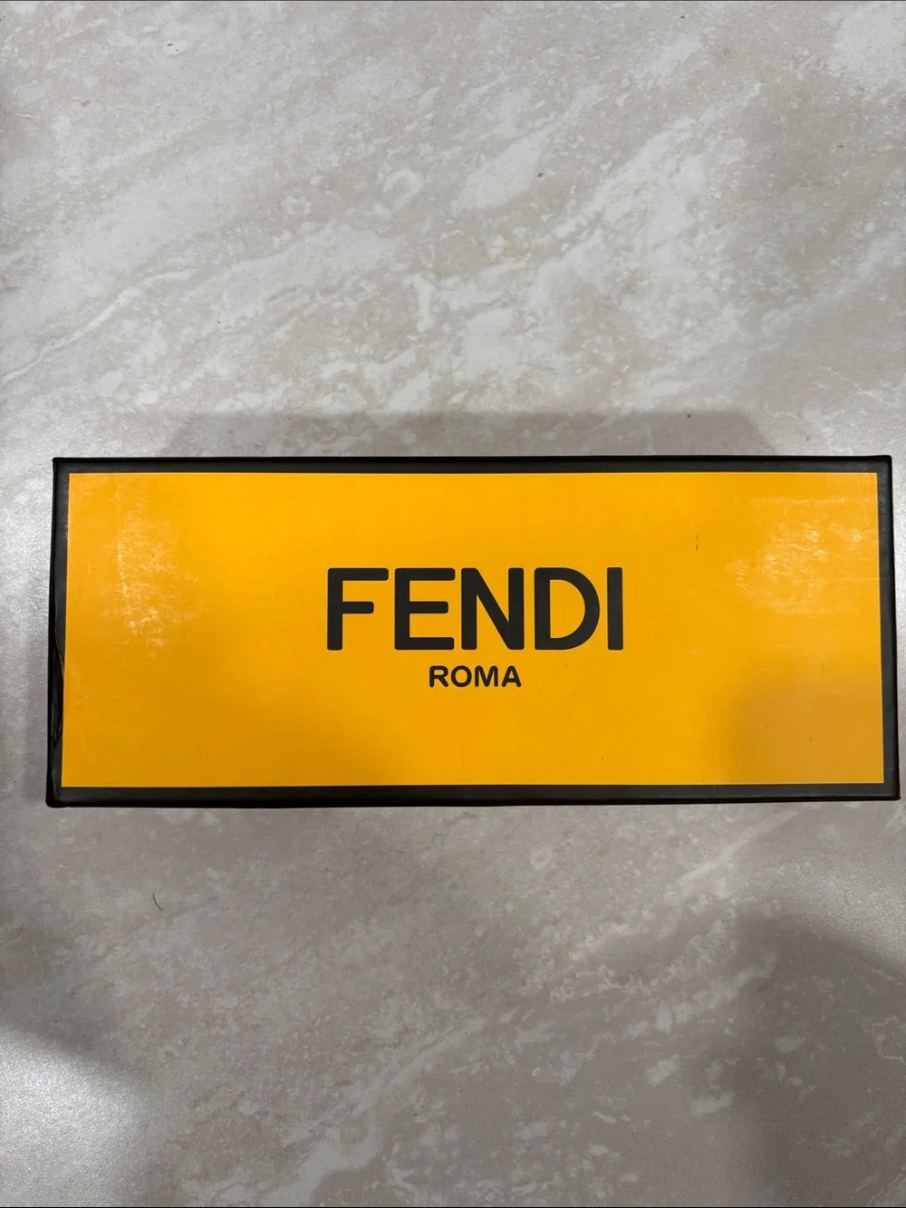 Fendi Bold Yellow Logo Wall Plaque with five pair of socks